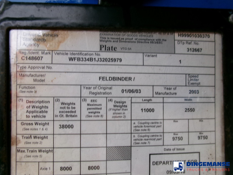 نصف مقطورة صهريج Feldbinder Powder tank alu 41 m3 (tipping): صورة 18