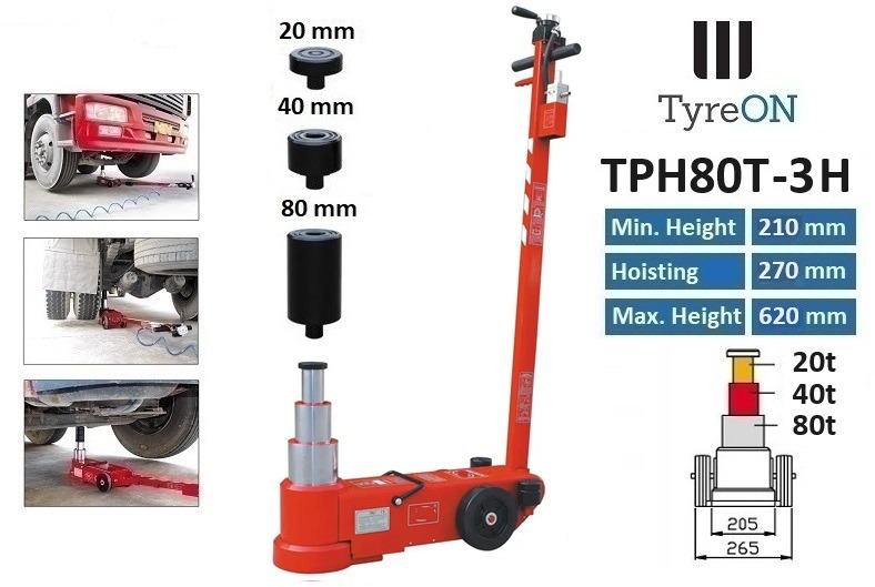 TPH80T-3H Air hydraulic jack 80 Tons - Minimum height 21 cm - معدات الورشة: صورة 1 TPH80T-3H Air hydraulic jack 80 Tons - Minimum height 21 cm - معدات الورشة: صورة 1