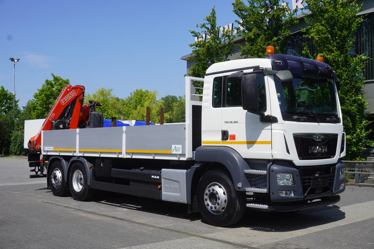 MAN TGS 26.360 Flatbed / Fassi F175 7.7 T / steered 3rd axle - شاحنة كرين: صورة 2 MAN TGS 26.360 Flatbed / Fassi F175 7.7 T / steered 3rd axle - شاحنة كرين: صورة 2