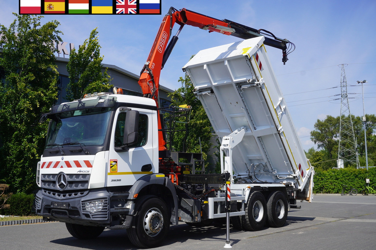 MERCEDES-BENZ AROCS 2636 / Fassi F155A.0.22 crane 6t / 120 tho. km / 3-sided dump truck / 2 x Bordmatic - شاحنات مسطحة, شاحنة كرين: صورة 1 MERCEDES-BENZ AROCS 2636 / Fassi F155A.0.22 crane 6t / 120 tho. km / 3-sided dump truck / 2 x Bordmatic - شاحنات مسطحة, شاحنة كرين: صورة 1
