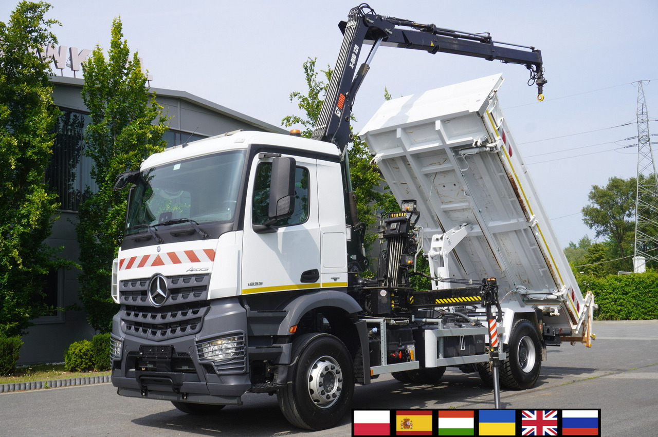 MERCEDES-BENZ Arocs 1833 / 87,000 km!!! / Hds HIAB X-DUO 128 B-2 / three-sided tipper - شاحنة كرين, شاحنة كرين: صورة 1 MERCEDES-BENZ Arocs 1833 / 87,000 km!!! / Hds HIAB X-DUO 128 B-2 / three-sided tipper - شاحنة كرين, شاحنة كرين: صورة 1