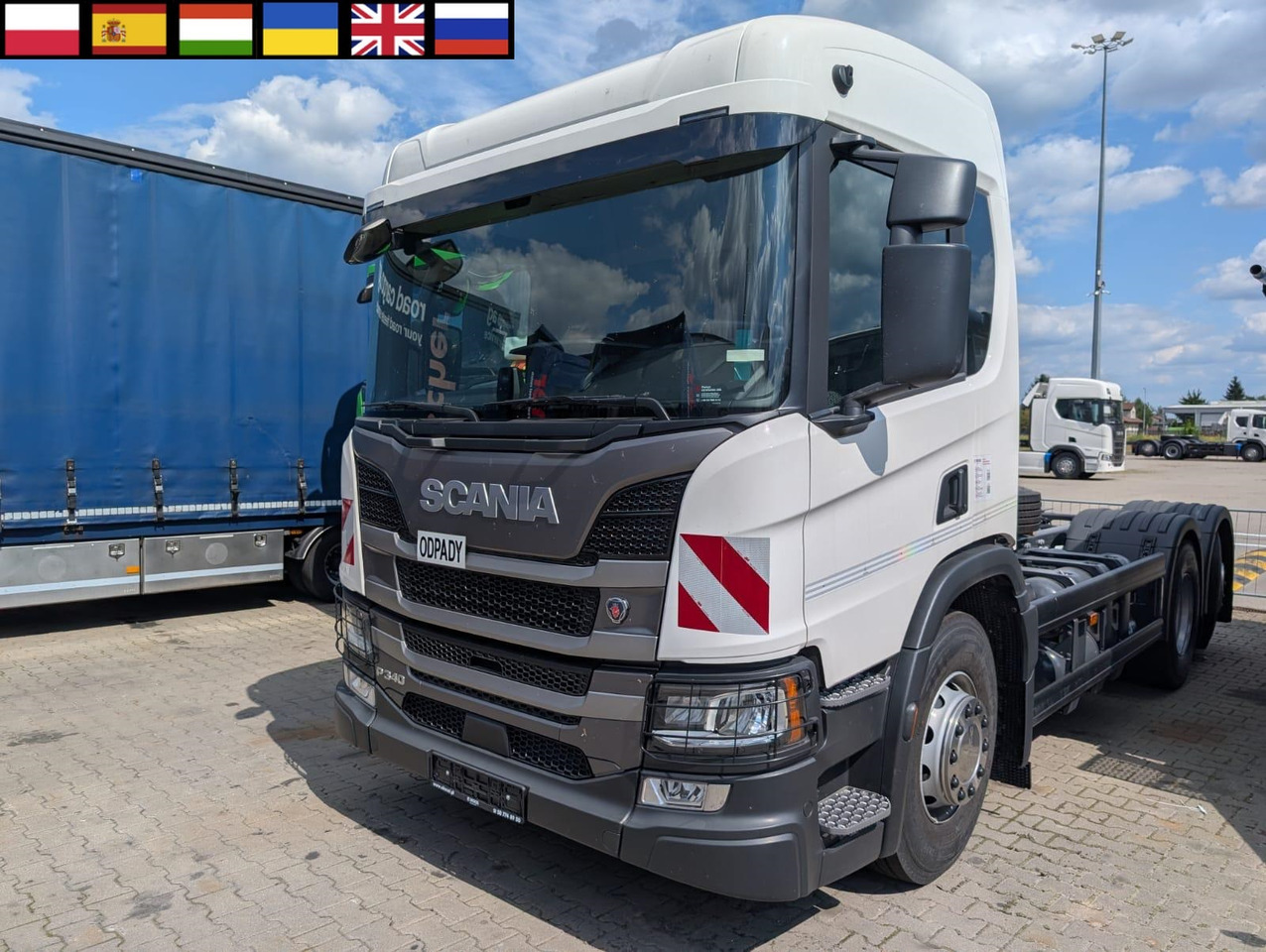 SCANIA P 340 B6x2*4NA / chassis frame / steering axle / CNG / large cab / 8 units - شاحنة بهيكل معدني للمقصورة: صورة 1 SCANIA P 340 B6x2*4NA / chassis frame / steering axle / CNG / large cab / 8 units - شاحنة بهيكل معدني للمقصورة: صورة 1
