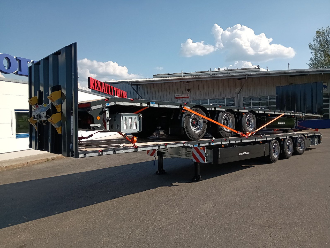 Schwarzmüller 3Achs Tele Rampen TwistLock40+2x20"SAF Lenk+Lift - نصف مقطورة مسطحة: صورة 2 Schwarzmüller 3Achs Tele Rampen TwistLock40+2x20"SAF Lenk+Lift - نصف مقطورة مسطحة: صورة 2