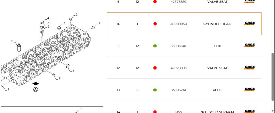 Case 48089850 - رأس أسطوانية - آلات الإنشاء: صورة 1 Case 48089850 - رأس أسطوانية - آلات الإنشاء: صورة 1