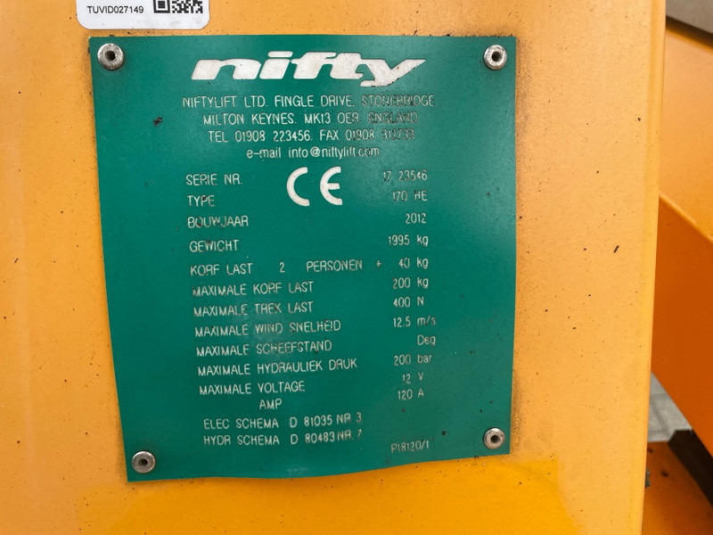 Niftylift 170 H E - منصة العمل الجوية مقطورة: صورة 3 Niftylift 170 H E - منصة العمل الجوية مقطورة: صورة 3