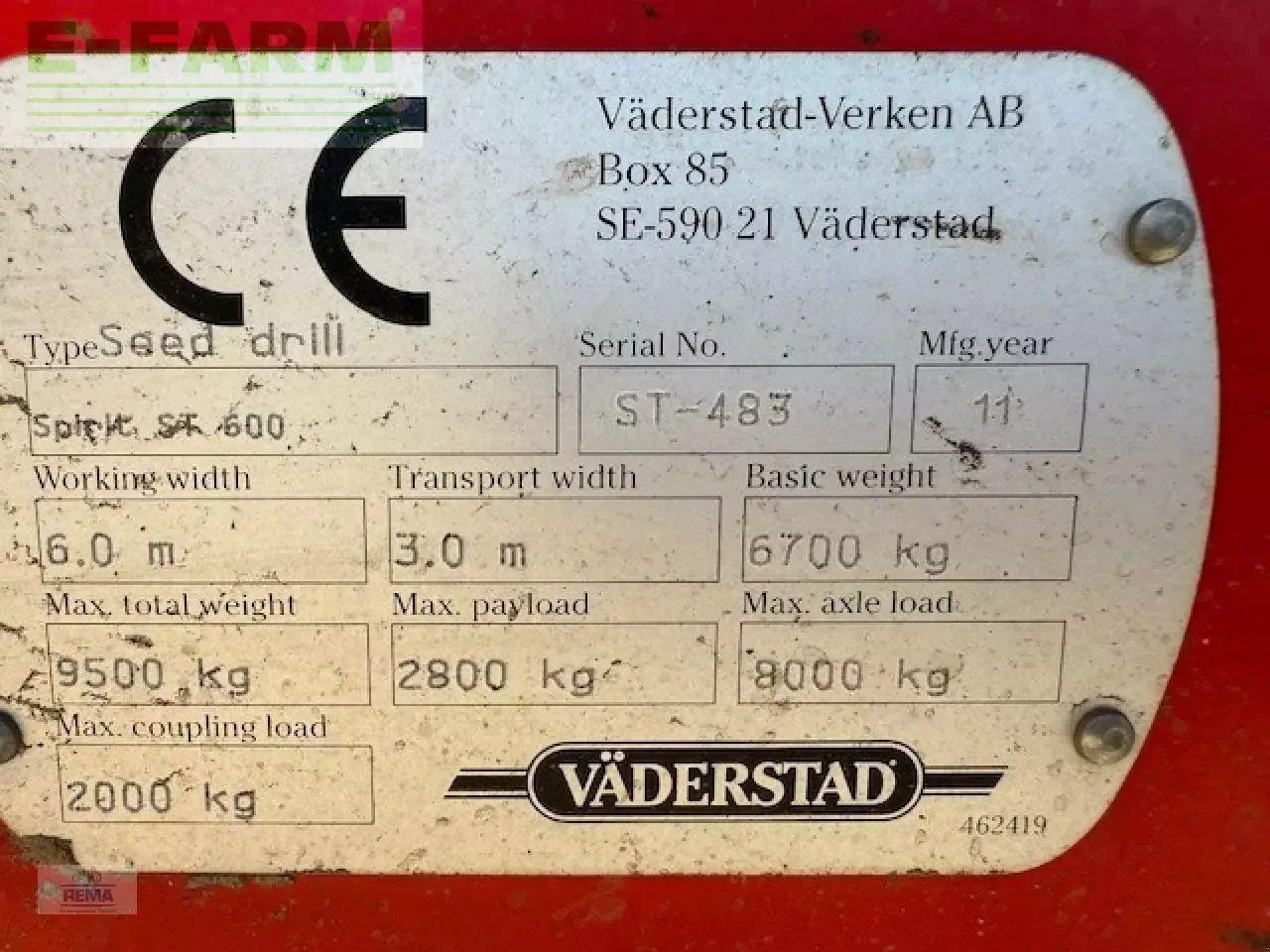 آلة البذر Väderstad spirit 600 s: صورة 6