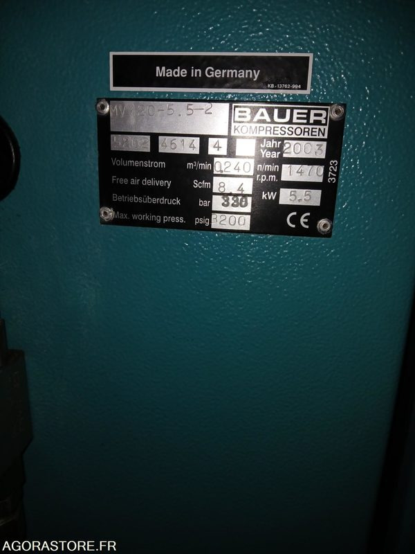 Compresseur HP air respirable BAUER MV120, avec rampe de gonflage 6 flexibles - ضاغط هوائي: صورة 3 Compresseur HP air respirable BAUER MV120, avec rampe de gonflage 6 flexibles - ضاغط هوائي: صورة 3
