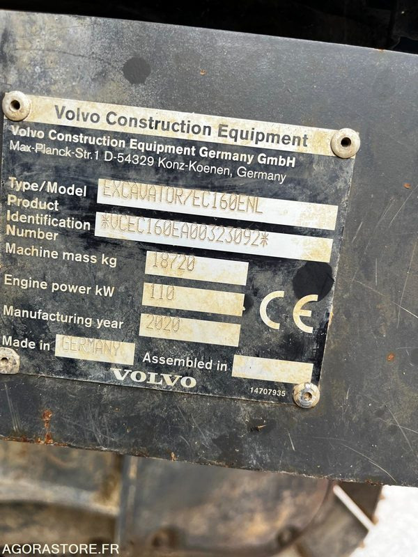 Pelle volvo ec160 nl annee2020 - حفّار: صورة 5 Pelle volvo ec160 nl annee2020 - حفّار: صورة 5