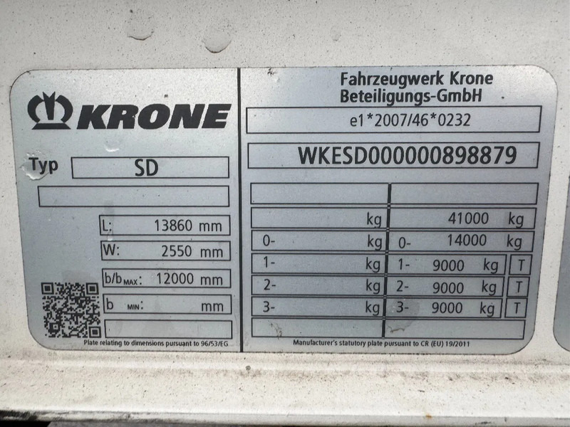 نصف مقطورة بستائر جانبية Krone SD DISC BRAKES SLIDING ROOF PALLETKIST: صورة 14