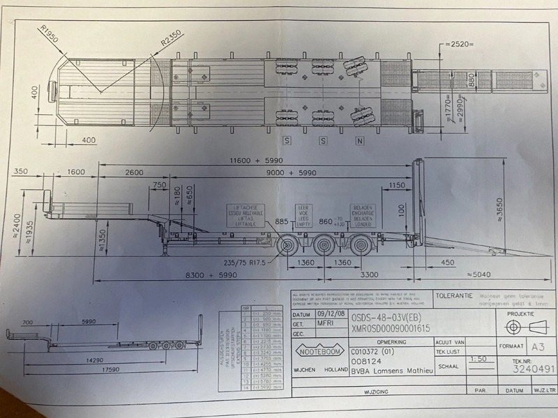 Nooteboom OSDS-48-03V, 6 M EXTENDABLE, LAST AXLE STEERING. FIRST LIFT AXEL, HYDRAULIC RAMPS - نصف مقطورة بلودر منخفض: صورة 2 Nooteboom OSDS-48-03V, 6 M EXTENDABLE, LAST AXLE STEERING. FIRST LIFT AXEL, HYDRAULIC RAMPS - نصف مقطورة بلودر منخفض: صورة 2