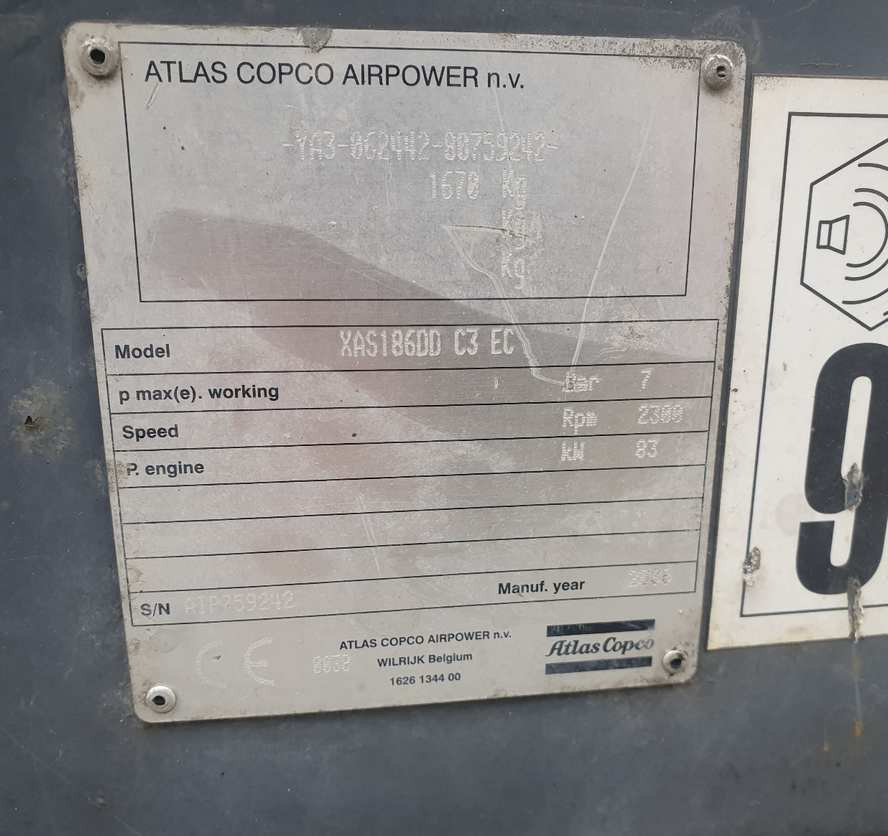 Atlas Copco XAS 186 air compressor - ضاغط هوائي: صورة 3 Atlas Copco XAS 186 air compressor - ضاغط هوائي: صورة 3