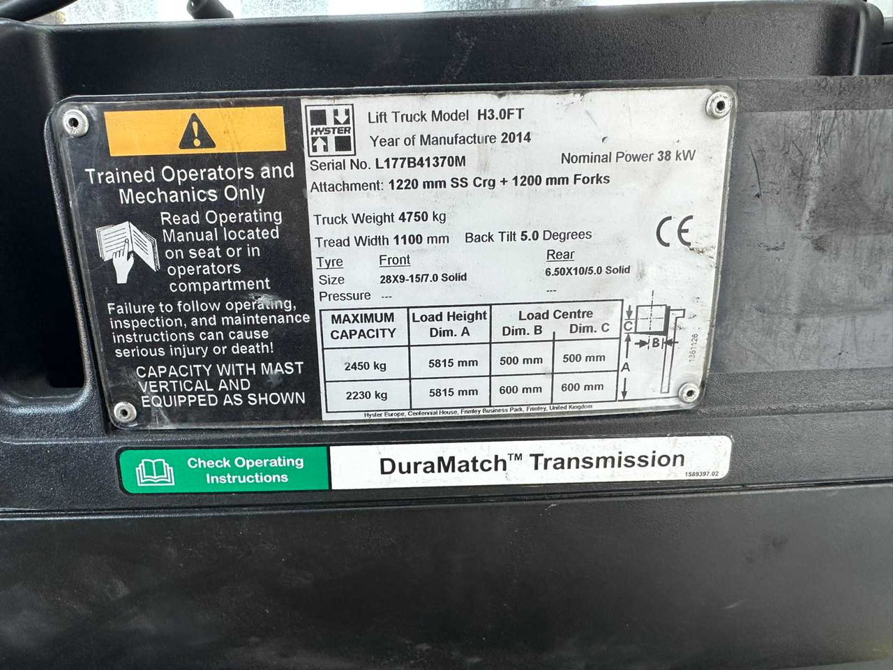 رافعة شوكية HYSTER - H3.0FT - FORKLIFT TRUCKS - 2014: صورة 10