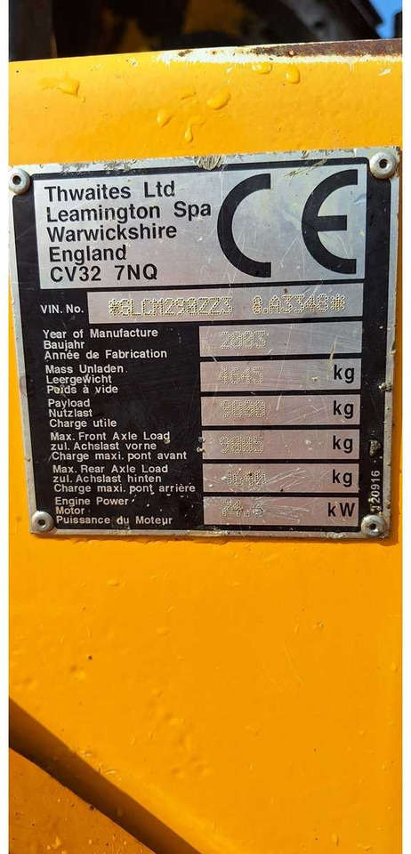شاحنة قلابة صغيرة THWAITES - 9 TON - DUMPER TRUCK - 2003: صورة 13 شاحنة قلابة صغيرة THWAITES - 9 TON - DUMPER TRUCK - 2003: صورة 13
