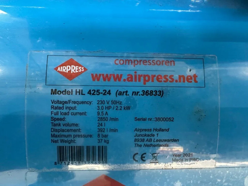 Airpress HL 425-24 Elektrische Zuigercompressor 3 PK 392 L / min 8 Bar Overstock New ! - ضاغط هوائي: صورة 3 Airpress HL 425-24 Elektrische Zuigercompressor 3 PK 392 L / min 8 Bar Overstock New ! - ضاغط هوائي: صورة 3