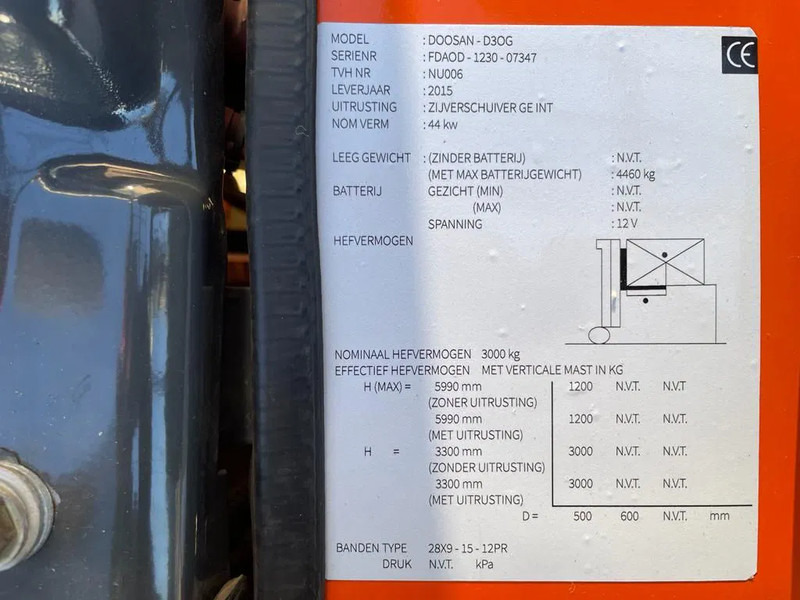 Doosan D30G Yanmar 3 ton Triplex Freelift Sideshift Diesel Heftruck 470 cm hefhoogte - رافعة شوكية ديزل: صورة 3 Doosan D30G Yanmar 3 ton Triplex Freelift Sideshift Diesel Heftruck 470 cm hefhoogte - رافعة شوكية ديزل: صورة 3