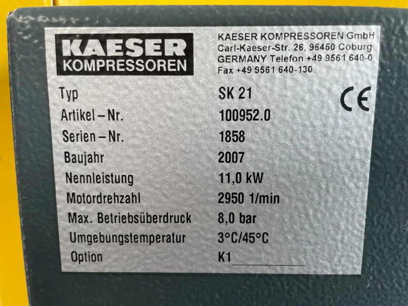 Kaeser SK21 - 11 kW elektrische schroefcompressor - ضاغط هوائي: صورة 4 Kaeser SK21 - 11 kW elektrische schroefcompressor - ضاغط هوائي: صورة 4