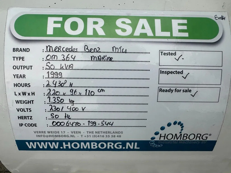 مجموعة المولد Mercedes-Benz OM 364 MTU 50 kVA Marine Scheepsvaart generatorset: صورة 14