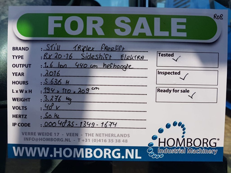 رافعة شوكية كهربائية Still RX 20-16 1.6 ton Triplex Freelift Sideshift Elektra Heftruck: صورة 17