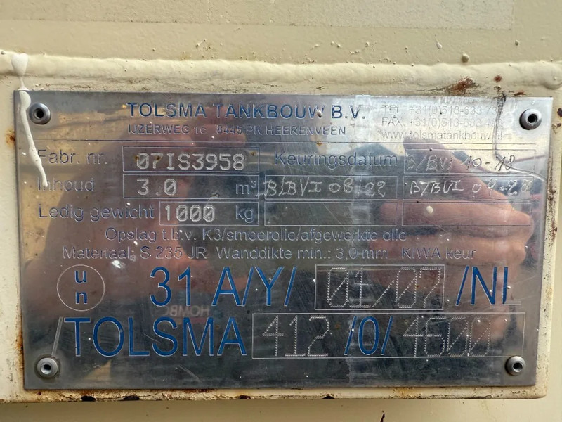 Tolsma Kiwa IBC 3000 liter Dieseltank Brandstoftank - حاوية شحن: صورة 4 Tolsma Kiwa IBC 3000 liter Dieseltank Brandstoftank - حاوية شحن: صورة 4