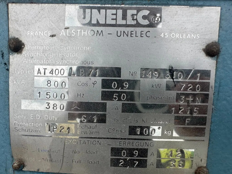UNELEC 800 kVA generatordeel Alternator Unelec Ex Emergency Dubbel gelagerd Double Bearing - مجموعة المولد: صورة 3 UNELEC 800 kVA generatordeel Alternator Unelec Ex Emergency Dubbel gelagerd Double Bearing - مجموعة المولد: صورة 3