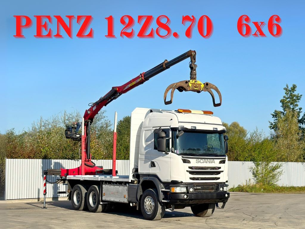 Scania G490* HOLZTRANSPORTER * PENZ 12Z8.70* 6x6 - شاحنة قطع الأشجار, شاحنة كرين: صورة 1 Scania G490* HOLZTRANSPORTER * PENZ 12Z8.70* 6x6 - شاحنة قطع الأشجار, شاحنة كرين: صورة 1