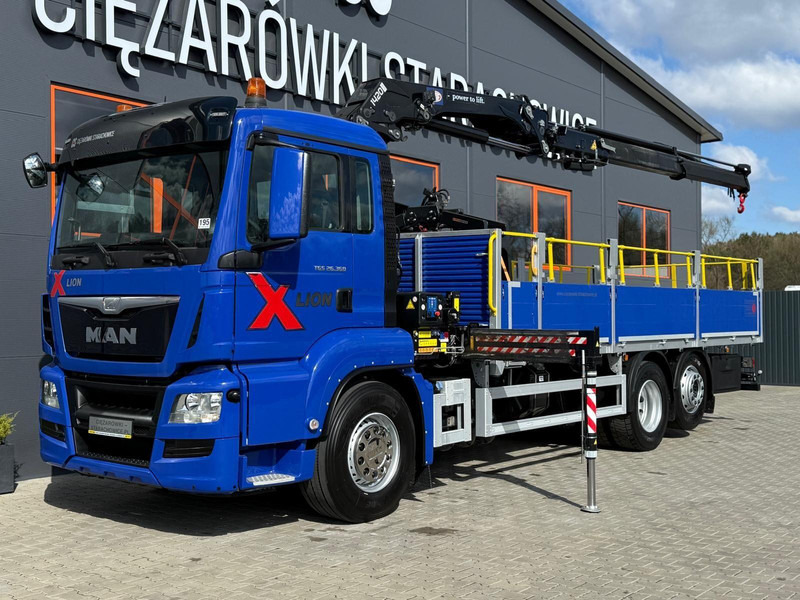 MAN TGS TGX 26.360 / E6 / 143tys km !!! skrzynia + żuraw HMF / manua - شاحنات مسطحة, شاحنة كرين: صورة 1 MAN TGS TGX 26.360 / E6 / 143tys km !!! skrzynia + żuraw HMF / manua - شاحنات مسطحة, شاحنة كرين: صورة 1