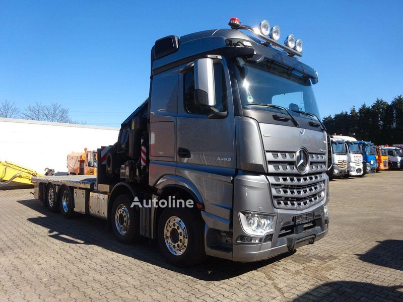 Mercedes-Benz Arocs 3453 8x2 Open Flatbed + Crane Fassi F820 - شاحنات مسطحة, شاحنة كرين: صورة 1 Mercedes-Benz Arocs 3453 8x2 Open Flatbed + Crane Fassi F820 - شاحنات مسطحة, شاحنة كرين: صورة 1