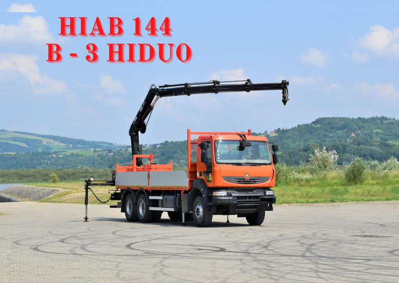 Renault KERAX 410 * HIAB 144 B-3 HIDUO / 6x4 * TOP - شاحنات مسطحة, شاحنة كرين: صورة 1 Renault KERAX 410 * HIAB 144 B-3 HIDUO / 6x4 * TOP - شاحنات مسطحة, شاحنة كرين: صورة 1
