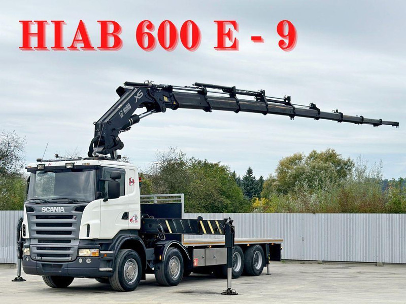 Scania R 620*PLATFORM 6,45m*HIAB 600 E - 9 + FUNK / 8x4 - شاحنات مسطحة, شاحنة كرين: صورة 1 Scania R 620*PLATFORM 6,45m*HIAB 600 E - 9 + FUNK / 8x4 - شاحنات مسطحة, شاحنة كرين: صورة 1