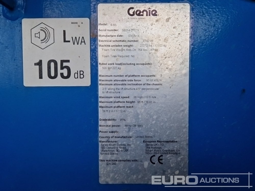 2014 Genie S-65 - منصة جومحمولةية: صورة 2 2014 Genie S-65 - منصة جومحمولةية: صورة 2