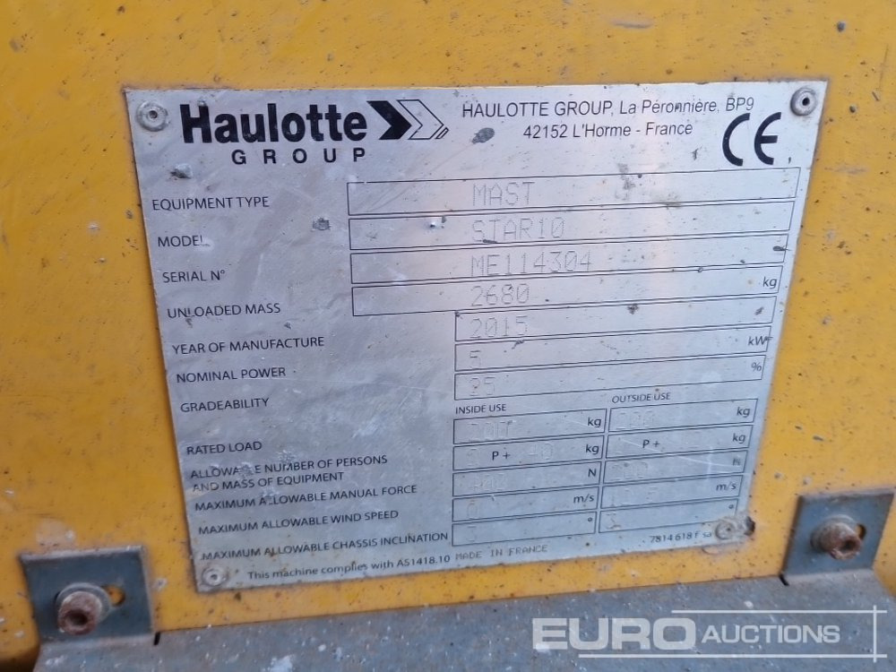 مرفاع بصاري عمودي 2015 Haulotte Star 10: صورة 30 مرفاع بصاري عمودي 2015 Haulotte Star 10: صورة 30
