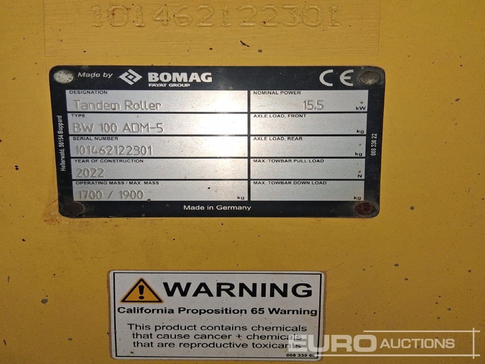 2022 Bomag BW100 ADM-5 - مدحلة: صورة 5 2022 Bomag BW100 ADM-5 - مدحلة: صورة 5