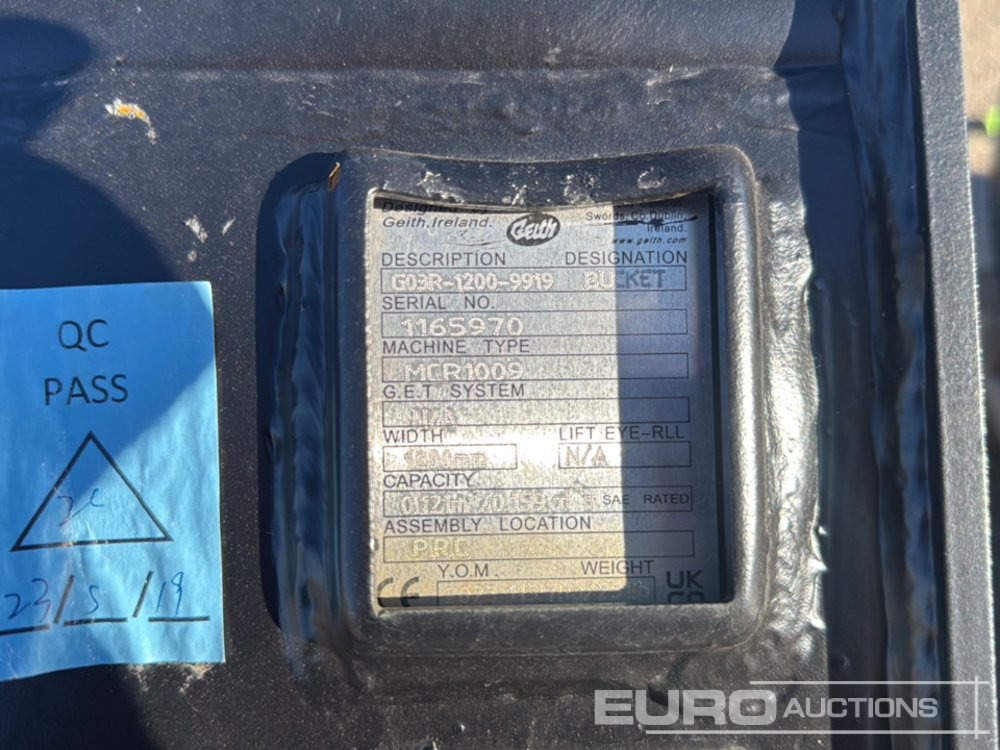 Geith Ditching Bucket G03R-1200-9919 to suit MCR1009 (S/Ns 1165970, 1165957) (2 of) - بكت: صورة 5 Geith Ditching Bucket G03R-1200-9919 to suit MCR1009 (S/Ns 1165970, 1165957) (2 of) - بكت: صورة 5