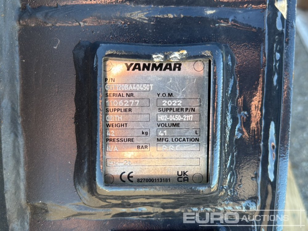 Yanmar Digging Bucket GGT120BA40450T to suit 1.5-2 Ton Excavator (S/Ns 1106277, 1106287, 1106282) (3 of) - بكت: صورة 5 Yanmar Digging Bucket GGT120BA40450T to suit 1.5-2 Ton Excavator (S/Ns 1106277, 1106287, 1106282) (3 of) - بكت: صورة 5