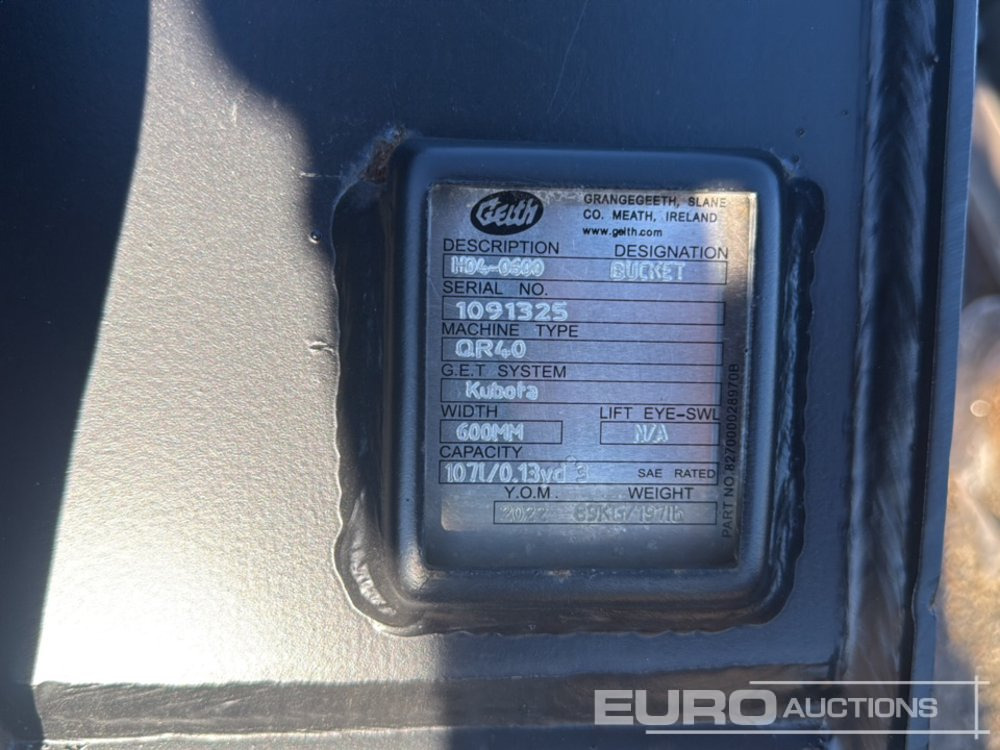 Yanmar Digging Bucket LGT000BA4075QSV to suit 6-10 Ton Excavator (S/N 1183799), Geith Bucket H04-0600 to Suit QR40 (S/N 1091325) - بكت: صورة 5 Yanmar Digging Bucket LGT000BA4075QSV to suit 6-10 Ton Excavator (S/N 1183799), Geith Bucket H04-0600 to Suit QR40 (S/N 1091325) - بكت: صورة 5