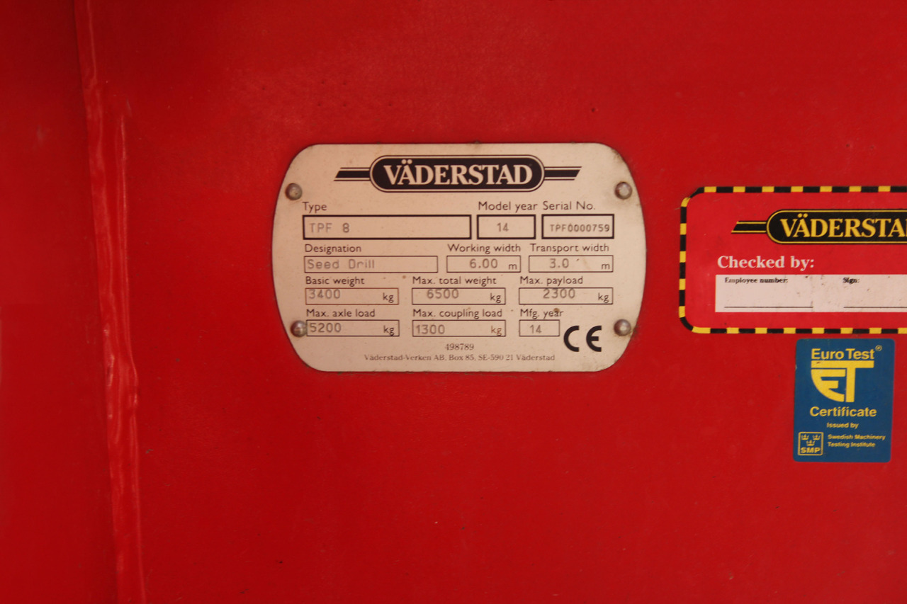 Väderstad Drillmaschine Tempo TPF8 - آلة البذر: صورة 5 Väderstad Drillmaschine Tempo TPF8 - آلة البذر: صورة 5
