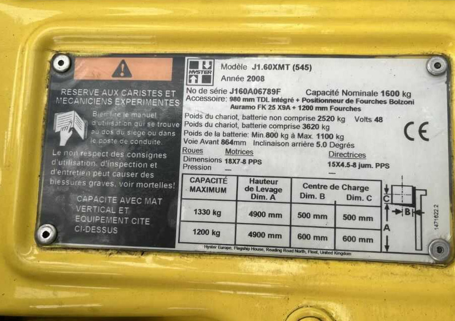 Hyster J1.60XMT - رافعة شوكية كهربائية: صورة 4 Hyster J1.60XMT - رافعة شوكية كهربائية: صورة 4