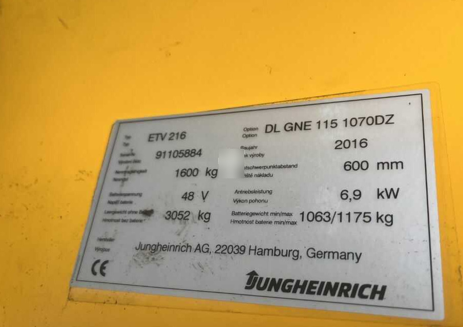 Jungheinrich ETV216 - رافعة شوكية للوصول للأماكن الضيقة: صورة 4 Jungheinrich ETV216 - رافعة شوكية للوصول للأماكن الضيقة: صورة 4