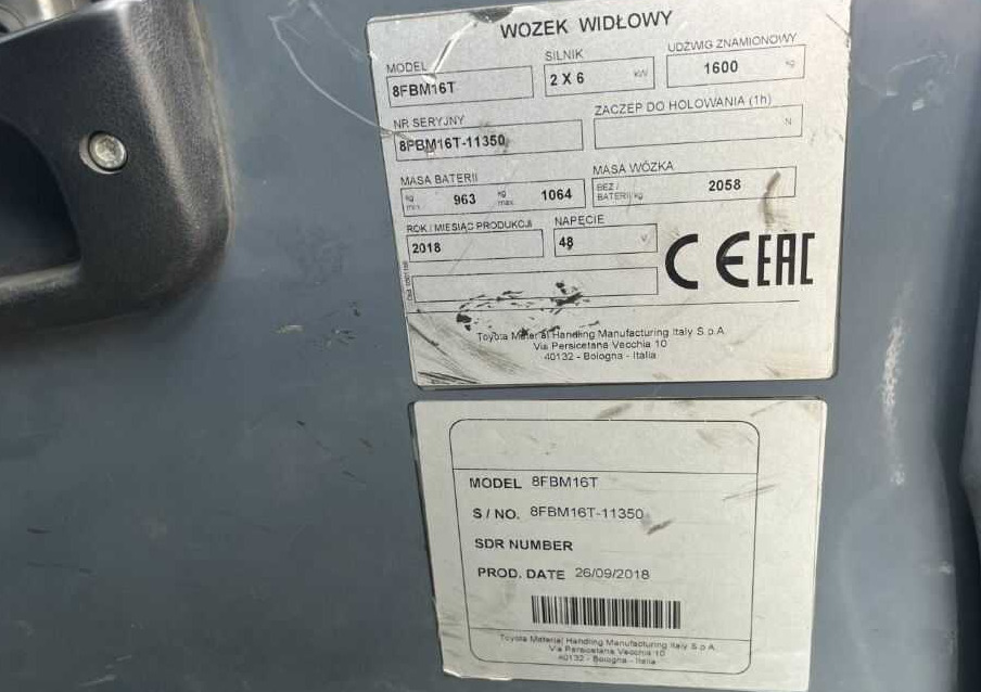 Toyota 8FBM16T - رافعة شوكية كهربائية: صورة 4 Toyota 8FBM16T - رافعة شوكية كهربائية: صورة 4