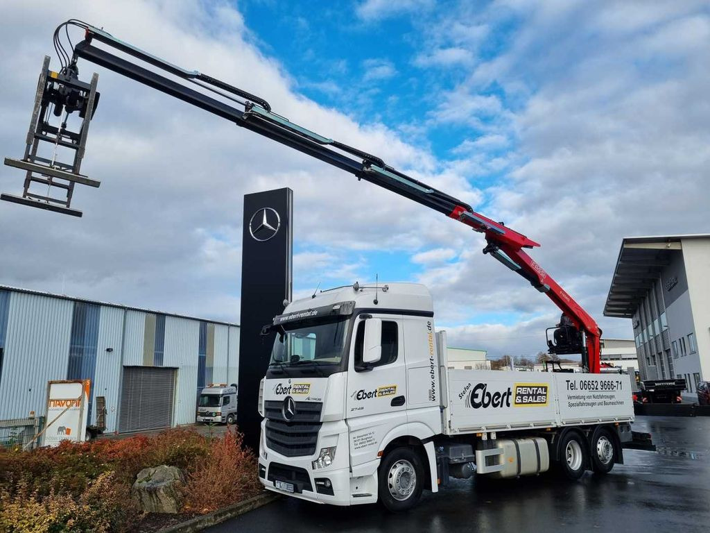 Mercedes-Benz Actros 2745 L 6x2 Baustoffpritsche+Kran Retarder - شاحنات مسطحة, شاحنة كرين: صورة 1 Mercedes-Benz Actros 2745 L 6x2 Baustoffpritsche+Kran Retarder - شاحنات مسطحة, شاحنة كرين: صورة 1