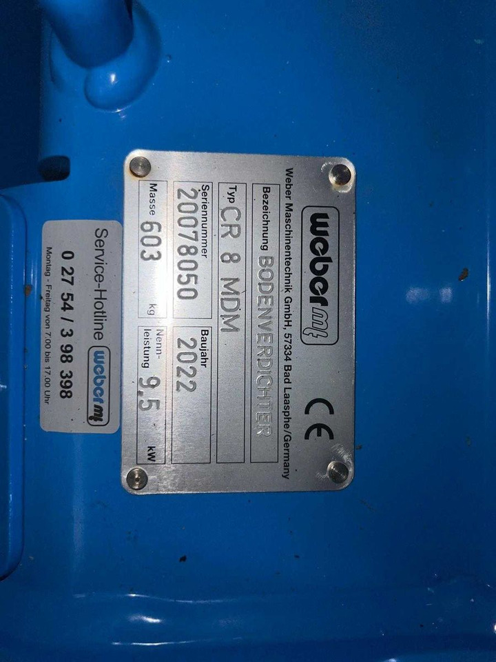 صفيحة هزازة Weber CR 8 MDM Hatz-Diesel / 601kg / DEMO / 2022: صورة 11 صفيحة هزازة Weber CR 8 MDM Hatz-Diesel / 601kg / DEMO / 2022: صورة 11