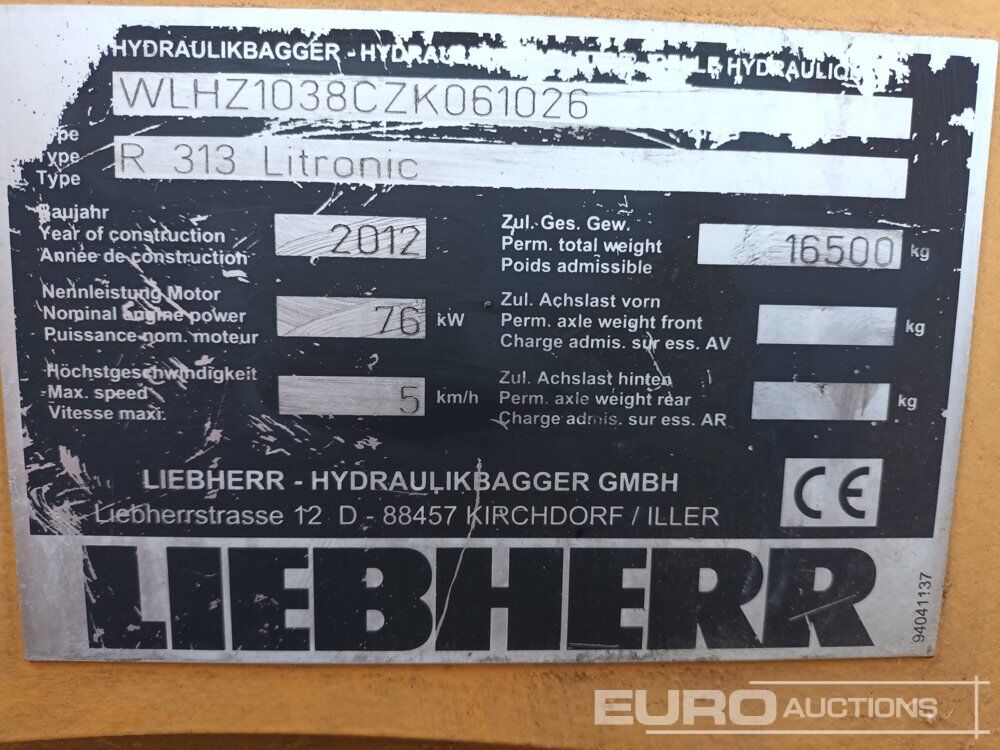 حفار زاحف 2012 Liebherr R313 LITRONIC: صورة 10 حفار زاحف 2012 Liebherr R313 LITRONIC: صورة 10