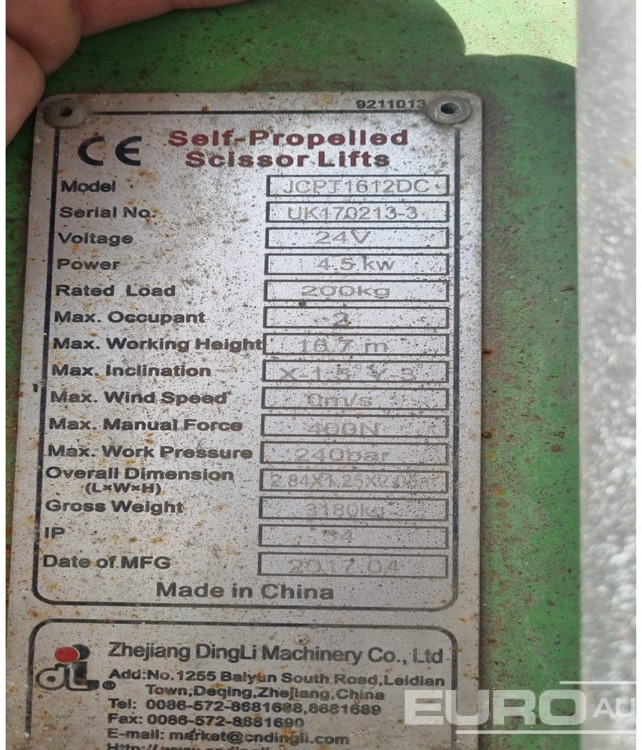 2017 Dingli JCPT1612DCB - مرفاع مقصي: صورة 5 2017 Dingli JCPT1612DCB - مرفاع مقصي: صورة 5