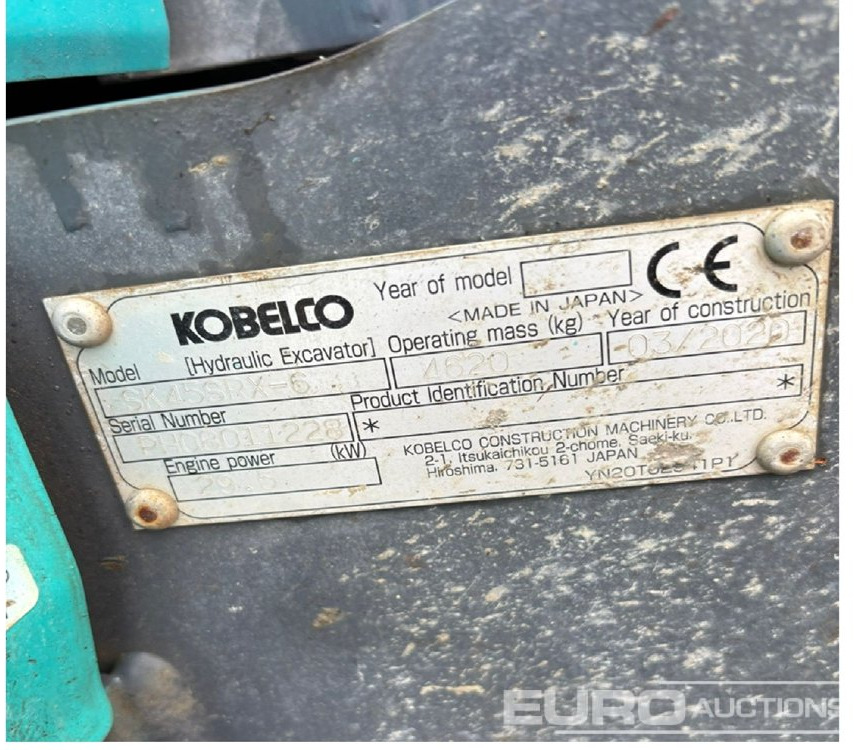 2020 Kobelco SK45SRX-6 - حفار صغير: صورة 3 2020 Kobelco SK45SRX-6 - حفار صغير: صورة 3
