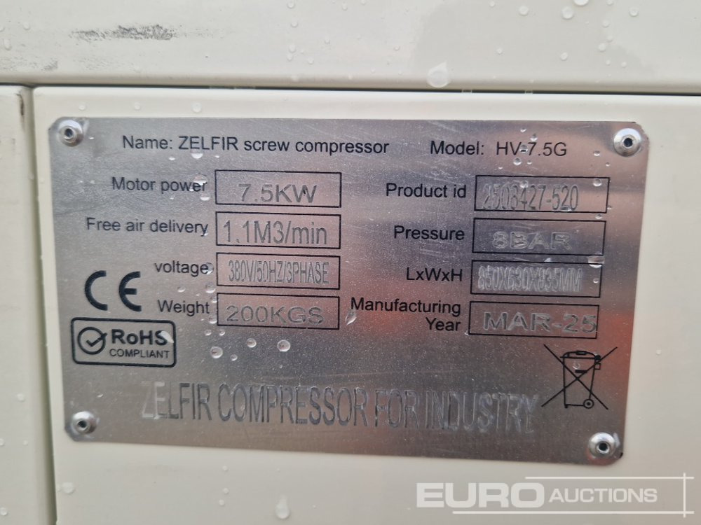 ضاغط هوائي Unused 2025 Zelfir 7.5KW Screw Compressor: صورة 17
