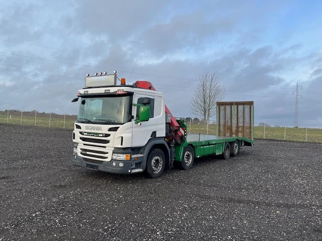 Scania P450 8X2*6 Knæklad + Kran HMF1820 – Machinetransporter - شاحنة نقل سيارات شاحنة, شاحنة كرين: صورة 1 Scania P450 8X2*6 Knæklad + Kran HMF1820 – Machinetransporter - شاحنة نقل سيارات شاحنة, شاحنة كرين: صورة 1