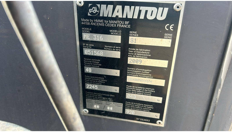 Manitou ME 316 - رافعة شوكية كهربائية: صورة 4 Manitou ME 316 - رافعة شوكية كهربائية: صورة 4