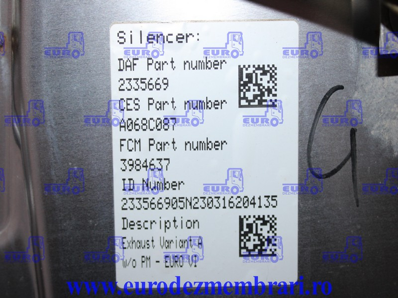 TOBA ESAPAMENT CATALIZATOR DAF XF XG EURO 6 2335669, 2327462, 2398002 - محول حفاز - شاحنة: صورة 5 TOBA ESAPAMENT CATALIZATOR DAF XF XG EURO 6 2335669, 2327462, 2398002 - محول حفاز - شاحنة: صورة 5