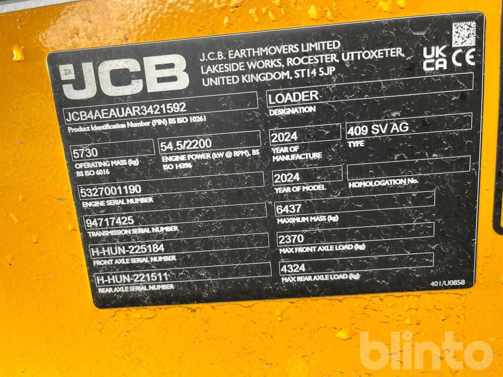 اللودر بعجل JCB 409 SV AG Nordic Edition (Stage V): صورة 9 اللودر بعجل JCB 409 SV AG Nordic Edition (Stage V): صورة 9