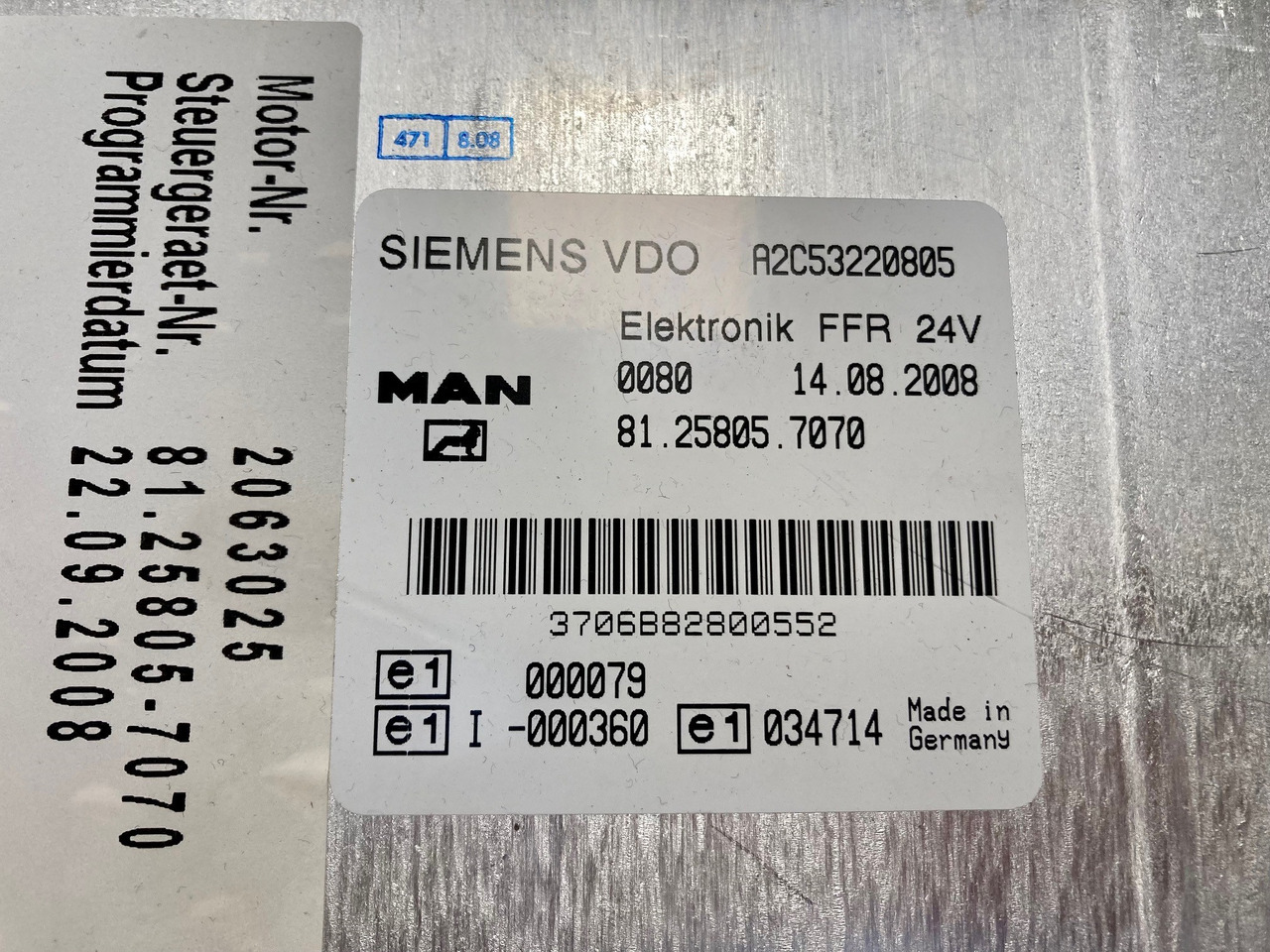 CENTRALINA FFR - MAN 81258057070 - SIEMENS VDO A2C53220805 - وحدة إي سي يو: صورة 3 CENTRALINA FFR - MAN 81258057070 - SIEMENS VDO A2C53220805 - وحدة إي سي يو: صورة 3